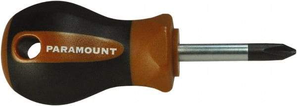 Paramount - #2, 3-3/4" OAL, Standard Phillips Screwdriver - 1-1/2" Blade Length, Round Shank, Ergonomic Handle - Best Tool & Supply