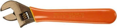 Ampco - 1-1/8" Jaw Capacity, 8" Insulated Adjustable Wrench - Steel, Plain Finish, 8-3/8" OAL - Best Tool & Supply