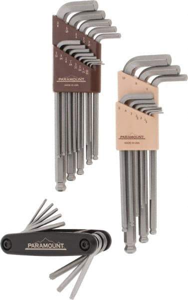 Paramount - 30 Piece L-Wrench/Fold-Up Combo Hex Key Set - Hex Range 0.05 to 3/8", Steel - Best Tool & Supply