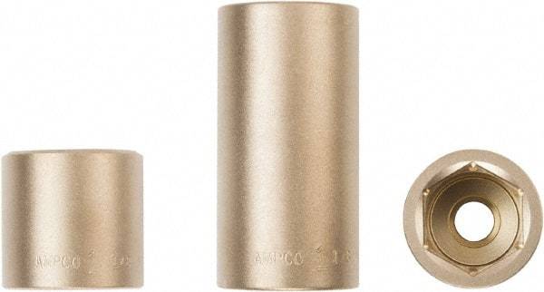 Ampco - 1/2" Drive, Standard Hand Socket - 6 Points, 1-3/16" OAL, Aluminum Bronze - Best Tool & Supply