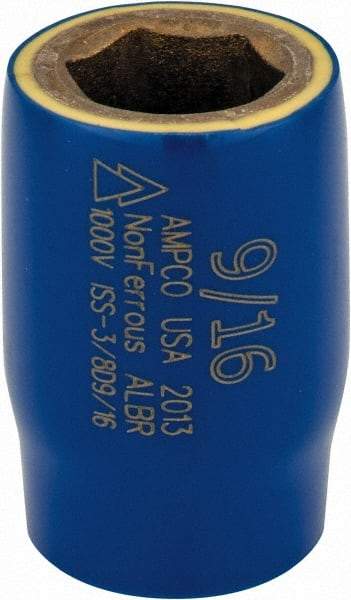 Ampco - 9/16", 3/8" Drive, Standard Hand Socket - 6 Points, 1-1/2" OAL, Aluminum Bronze - Best Tool & Supply