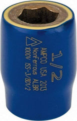 Ampco - 1/2", 3/8" Drive, Standard Hand Socket - 6 Points, 1-1/2" OAL, Aluminum Bronze - Best Tool & Supply