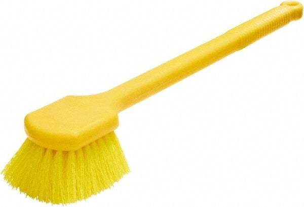 Rubbermaid - 2" Bristle Length, Synthetic Utility Scrub Brush - 20" OAL, Long Handle, Yellow, Plastic Block - Best Tool & Supply