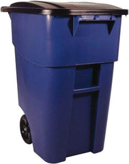 Rubbermaid - 50 Gal Blue Square Trash Can - Polyethylene, 36-1/2" High x 28-1/2" Long x 23.38" Wide - Best Tool & Supply