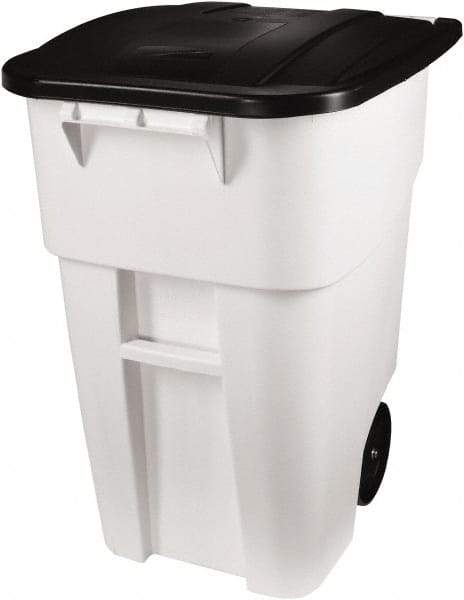 Rubbermaid - 50 Gal White Square Trash Can - Polyethylene, 36-1/2" High x 28-1/2" Long x 23.38" Wide - Best Tool & Supply