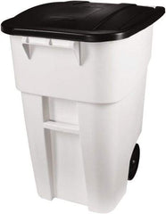 Rubbermaid - 50 Gal White Square Trash Can - Polyethylene, 36-1/2" High x 28-1/2" Long x 23.38" Wide - Best Tool & Supply