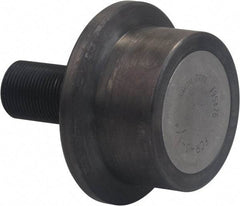 Accurate Bushing - 4-1/2" Roller Diam x 2" Width, 1-1/4" Stud Diam x 2-3/4" Length, Flanged Load Roller - Carbon Steel, 1-3/4" Thread Length, 1-1/4-12 Thread, 4-3/4" OAL, 14,300 Lb Dynamic Cap, 16,000 Lb Static Cap - Best Tool & Supply