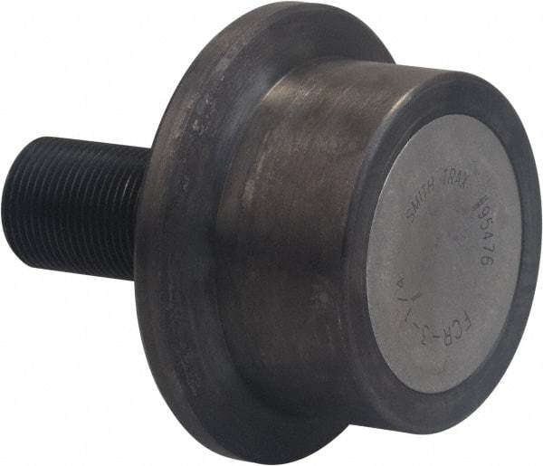 Accurate Bushing - 52mm Roller Diam x 33.6mm Width, 20mm Stud Diam x 40.5mm Length, Flanged Load Roller - Carbon Steel, 21mm Thread Length, M20 x 1.5 Thread, 74.1mm OAL, 17,000 N Dynamic Cap, 7,200 N Static Cap - Best Tool & Supply