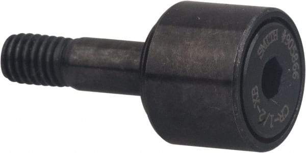 Accurate Bushing - 1" Roller Diam x 5/8" Width, 7/16" Stud Diam x 1" Length, Stud Cam Follower with Hex - Carbon Steel, 1/2" Thread Length, 7/16-20 Thread, 1-5/8" OAL, 3,030 Lb Dynamic Cap - Best Tool & Supply