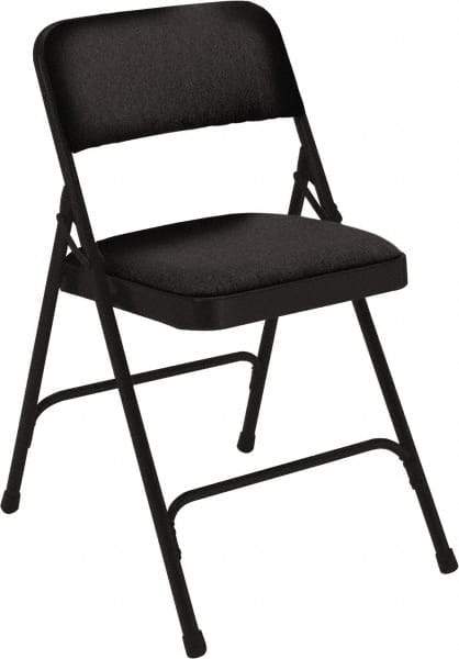 NPS - 18-3/4" Wide x 20-1/4" Deep x 29-1/2" High, Fabric Folding Chair with Fabric Padded Seat - Midnight Black - Best Tool & Supply