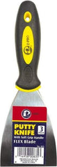 Premier Paint Roller - 3" Wide Spring Blade Steel Putty Knife - Stiff, Soft Grip Plastic Handle, 8.343" OAL - Best Tool & Supply