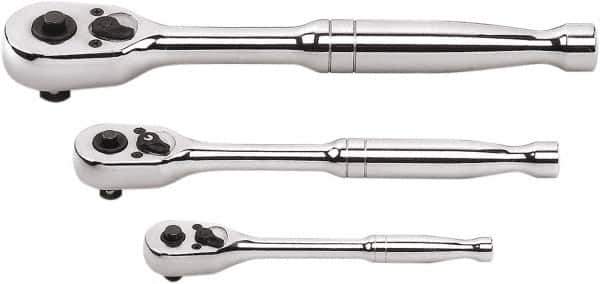 GearWrench - 1/4", 3/8" & 1/2" Drive Pear Head Ratchet Set - Full Polish Chrome Finish, Various Lengths, 45 Gear Teeth, Standard Handle, Standard Head - Best Tool & Supply