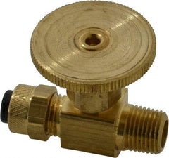 Parker - 1/4 x 1/8" Pipe, Inline Needle Valve - Poly-Tite x MNPTF Ends, Brass Valve, 150 Max psi - Best Tool & Supply