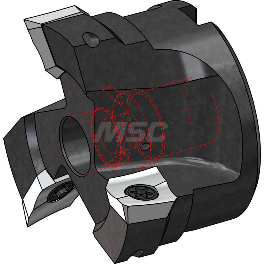 Indexable High-Feed End Mill: Cylindrical Shank Uses 3 ADEH Inserts, 0.38″ Max Depth, Through Coolant