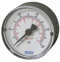 Wika - 3-1/2" Dial, 1/4 Thread, 30-0-160 Scale Range, Pressure Gauge - U-Clamp Panel Mount, Center Back Connection Mount, Accurate to 3-2-3% of Scale - Best Tool & Supply