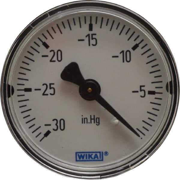 Wika - 2" Dial, 1/4 Thread, 30-0 Scale Range, Pressure Gauge - Center Back Connection Mount, Accurate to 3-2-3% of Scale - Best Tool & Supply