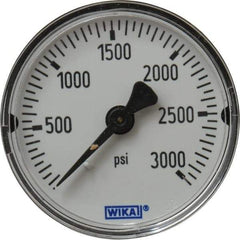 Wika - 2" Dial, 1/4 Thread, 0-3,000 Scale Range, Pressure Gauge - Center Back Connection Mount, Accurate to 3-2-3% of Scale - Best Tool & Supply