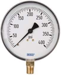 Wika - 4" Dial, 1/4 Thread, 0-400 Scale Range, Pressure Gauge - Lower Connection Mount, Accurate to 3-2-3% of Scale - Best Tool & Supply