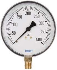 Wika - 4" Dial, 1/4 Thread, 0-400 Scale Range, Pressure Gauge - Lower Connection Mount, Accurate to 3-2-3% of Scale - Best Tool & Supply