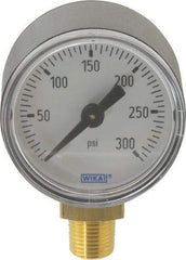 Wika - 1-1/2" Dial, 1/8 Thread, 0-300 Scale Range, Pressure Gauge - Lower Connection Mount, Accurate to 3-2-3% of Scale - Best Tool & Supply