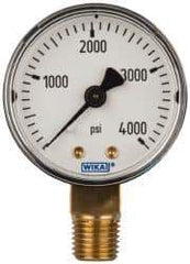 Wika - 2" Dial, 1/4 Thread, 0-4,000 Scale Range, Pressure Gauge - Lower Connection Mount, Accurate to 3-2-3% of Scale - Best Tool & Supply