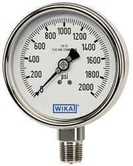 Wika - 4" Dial, 1/4 Thread, 0-15 Scale Range, Pressure Gauge - Lower Connection Mount, Accurate to 1% of Scale - Best Tool & Supply