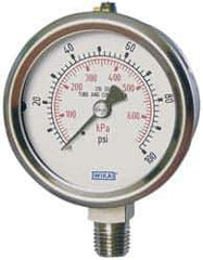 Wika - 2-1/2" Dial, 1/4 Thread, 0-1,000 Scale Range, Pressure Gauge - Lower Connection Mount, Accurate to 2-1-2% of Scale - Best Tool & Supply