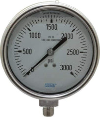 Wika - 4" Dial, 1/4 Thread, 0-3,000 Scale Range, Pressure Gauge - Lower Connection Mount, Accurate to 1% of Scale - Best Tool & Supply