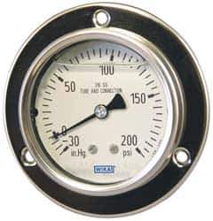 Wika - 2-1/2" Dial, 1/4 Thread, 30-0-300 Scale Range, Pressure Gauge - Lower Back Connection Mount, Accurate to 2-1-2% of Scale - Best Tool & Supply