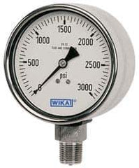 Wika - 2-1/2" Dial, 1/4 Thread, 0-30 Scale Range, Pressure Gauge - Lower Back Connection Mount, Accurate to 2-1-2% of Scale - Best Tool & Supply