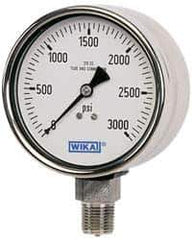 Wika - 2-1/2" Dial, 1/4 Thread, 5,000 Scale Range, Pressure Gauge - Lower Connection Mount, Accurate to 2-1-2% of Scale - Best Tool & Supply