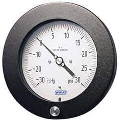 Wika - 4-1/2" Dial, 1/4 Thread, 0-15 Scale Range, Pressure Gauge - Lower Back Connection Mount, Accurate to 0.5% of Scale - Best Tool & Supply