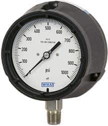 Wika - 4-1/2" Dial, 1/2 Thread, 0-600 Scale Range, Pressure Gauge - Lower Connection Mount, Accurate to 0.5% of Scale - Best Tool & Supply