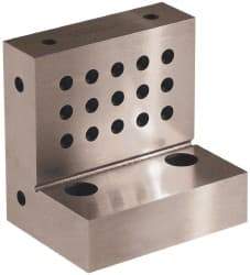 Suburban Tool - 4" Wide x 4" Deep x 3" High Steel Precision-Ground Angle Plate - Standard Plate, Machined Holes on Surface, Open End, 1-1/8" Thick, Single Plate - Best Tool & Supply