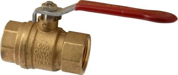 Value Collection - 1" Pipe, Full Port, Brass UL Listed Ball Valve - 1 Piece, Inline - One Way Flow, FNPT x FNPT Ends, Lever Handle, 600 WOG, 150 WSP - Best Tool & Supply