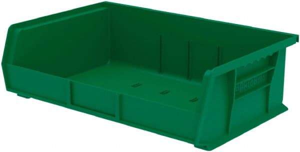 Akro-Mils - 60 Lb. Load Capacity, 10-7/8" Deep, Green Polymer Hopper Stacking Bin - 5" High x 16-1/2" Wide x 10-7/8" Long - Best Tool & Supply