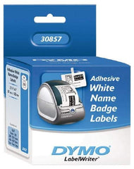 Dymo - 4" Long, White Die Cut Paper with Semi Perm. Adhesive Name Badge Labels - For DYMO LabelWriter Printers - Best Tool & Supply