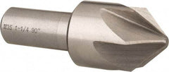 Interstate - 1-1/4" Head Diam, 3/4" Shank Diam, 6 Flute 90° Cobalt Countersink - Bright Finish, 3-3/8" OAL, Single End, Straight Shank, Right Hand Cut - Best Tool & Supply