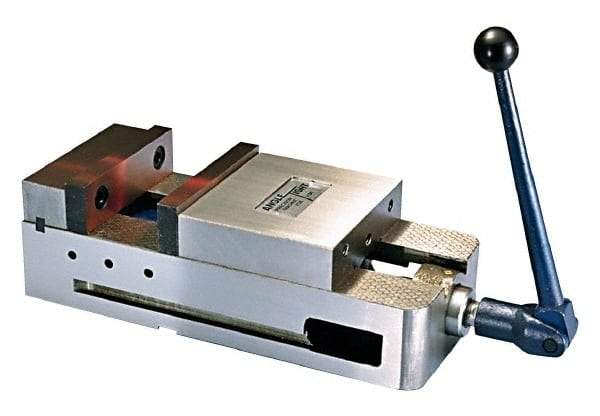 Interstate - 6" Jaw Width, 5-1/2" Jaw Opening Capacity, Horizontal Stationary Machine Vise - Manual Operation, 6,600 Lb Capacity, 1 Station, 17" Long x 4.8" High x 1-3/4" Deep, 1-3/4" Jaw Height, Ductile Iron - Best Tool & Supply