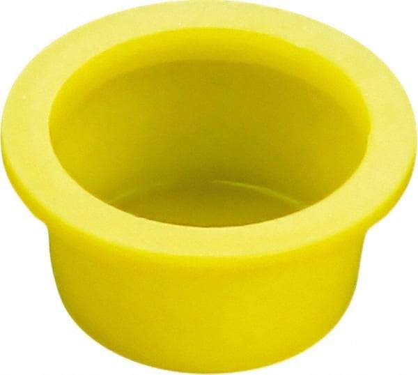 Caplugs - 1-1/4" ID, Round Head, Tapered Cap/Plug with Flange - 1.84" OD, 25/32" Long, Low-Density Polyethylene, Yellow - Best Tool & Supply