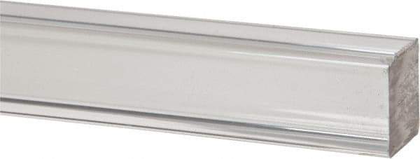 Made in USA - 6 Ft. Long x 1 Inch Wide x 1 Inch High, Acrylic, Square Plastic Bar - Extruded Acrylic, Clear - Best Tool & Supply