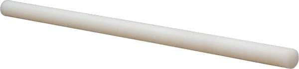 Made in USA - 10' Long, 1/2" Diam, Fiberglass Plastic Rod - White - Best Tool & Supply