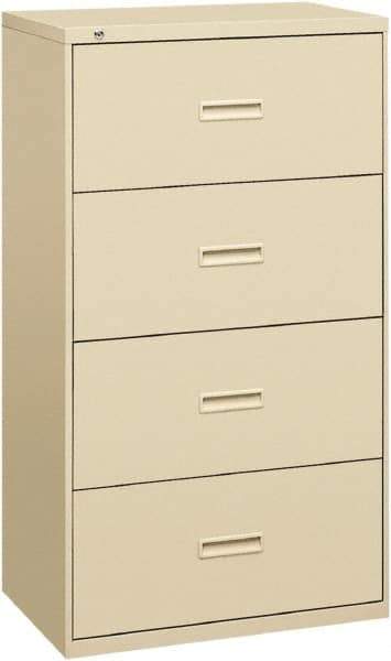 Basyx - 36" Wide x 53-1/4" High x 19-1/4" Deep, 4 Drawer Lateral File - Steel, Putty - Best Tool & Supply