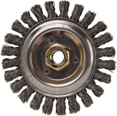 Weiler - 5" OD, 5/8" Arbor Hole, Stringer Bead Steel Wheel Brush - 1/2" Face Width, 7/8" Trim Length, 0.023" Filament Diam, 12,500 RPM - Best Tool & Supply