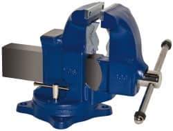 Gibraltar - 5" Jaw Width x 7-1/2" Jaw Opening Capacity, 6" Throat Depth, Bench & Pipe Combination Vise - 1/8 to 4-1/2" Pipe Capacity, Swivel Base, Bolt Down Attachment, Ductile Iron - Best Tool & Supply