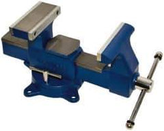 Gibraltar - 8" Jaw Width x 8-1/2" Jaw Opening Capacity, 4-3/4" Throat Depth, Bench & Pipe Combination Vise - 1/8 to 4-1/2" Pipe Capacity, Swivel Base, Bolt Down Attachment, Ductile Iron - Best Tool & Supply