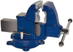 Gibraltar - 4-1/2" Jaw Width x 6" Jaw Opening Capacity, 5-1/2" Throat Depth, Bench & Pipe Combination Vise - 1/8 to 3-1/2" Pipe Capacity, Swivel Base, Bolt Down Attachment, Ductile Iron - Best Tool & Supply