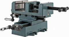 Wilton - 4" Jaw Opening Capacity x 1-3/8" Throat Depth, Horizontal Drill Press Vise - 4" Wide x 1-3/8" High Jaw, Cross Slide Base, Standard Speed, 7" OAL x 5-3/4" Overall Height, Cast Iron - Best Tool & Supply