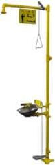 Bradley - 1-1/4" Inlet, 26 GPM shower Flow, Drench shower, Eye & Face Wash Station - Bowl, Triangular Pull Rod, Push Flag & Foot Treadle Activated, Galvanized Steel Pipe, Plastic Shower Head, 3 GPM Bowl Flow, Corrosion Resistant, Top or Mid Supply - Best Tool & Supply