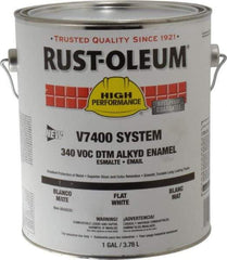 Rust-Oleum - 1 Gal White Flat Finish Alkyd Enamel Paint - 230 to 425 Sq Ft per Gal, Interior/Exterior, Direct to Metal, <340 gL VOC Compliance - Best Tool & Supply